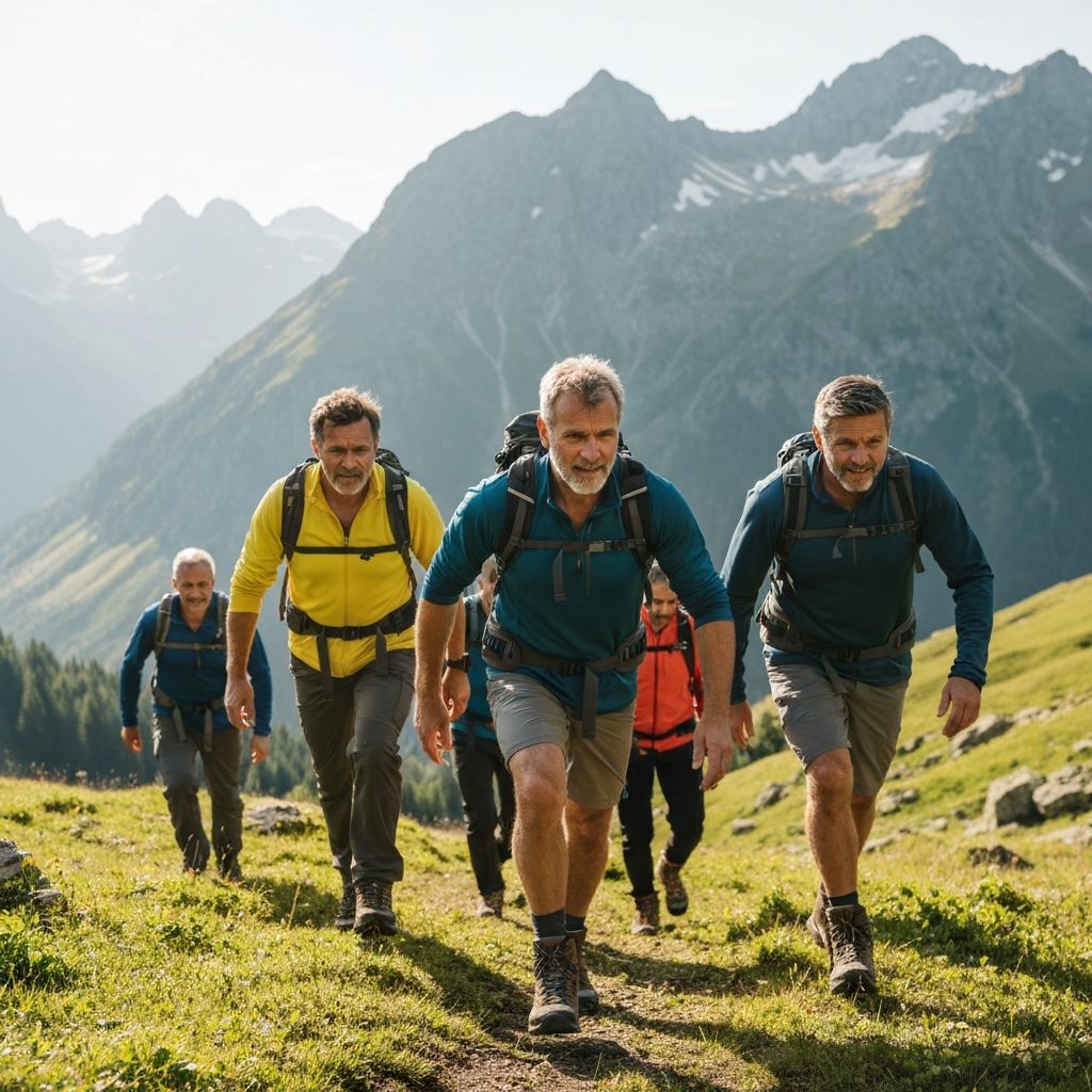 Active men in natural environment